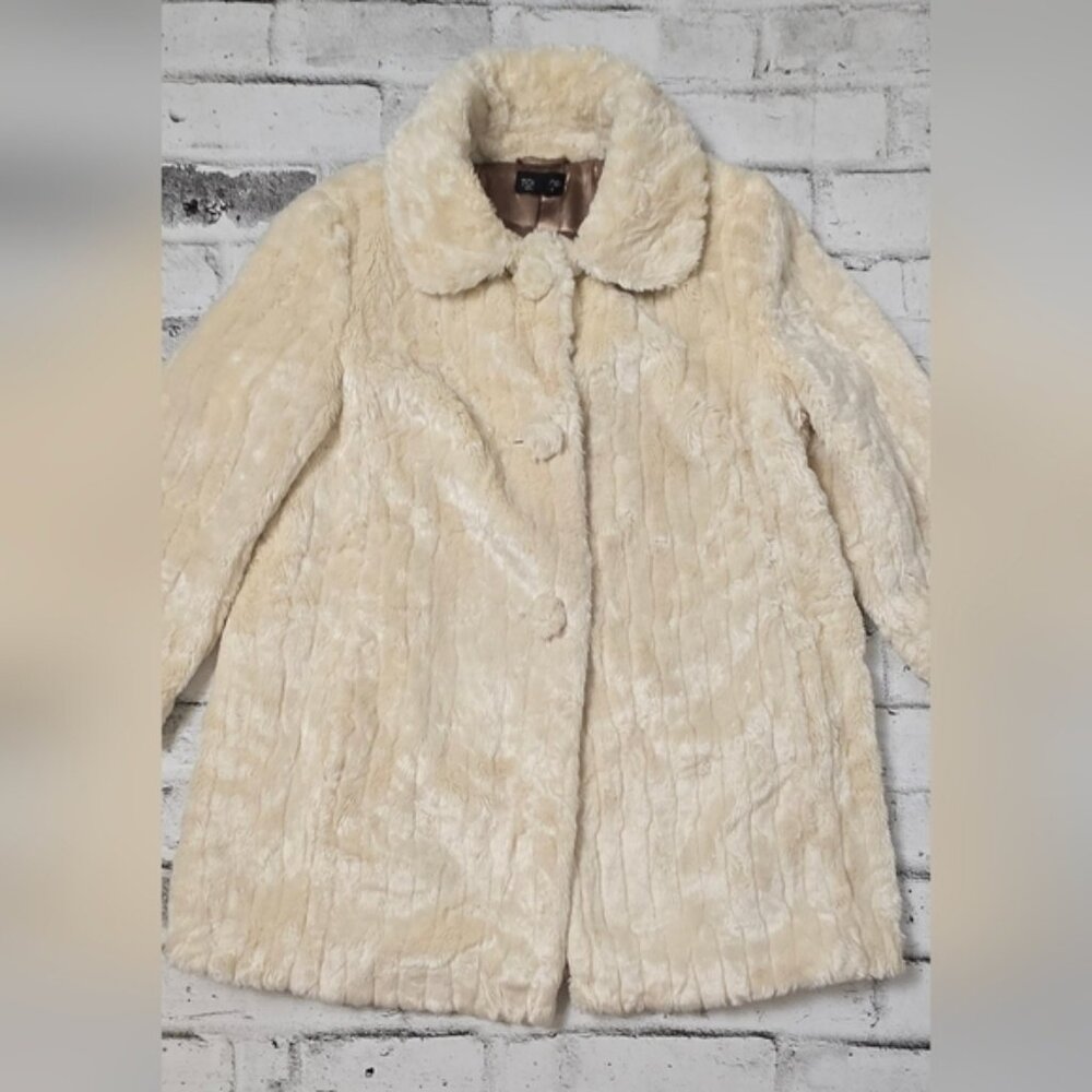 Topshop Cream Faux Fur Coat - Picture 4 of 11